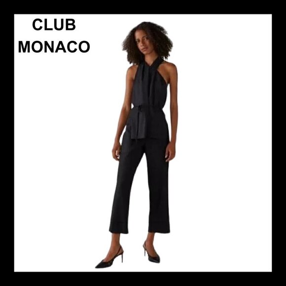 NWT CLUB MONACO Draped pleated cross over belted top - Picture 1 of 16